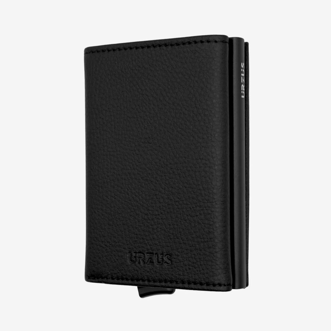 Billetera Anticlonación en cuero Black US203, vista frontal — accesorio compacto y elegante de Urzus