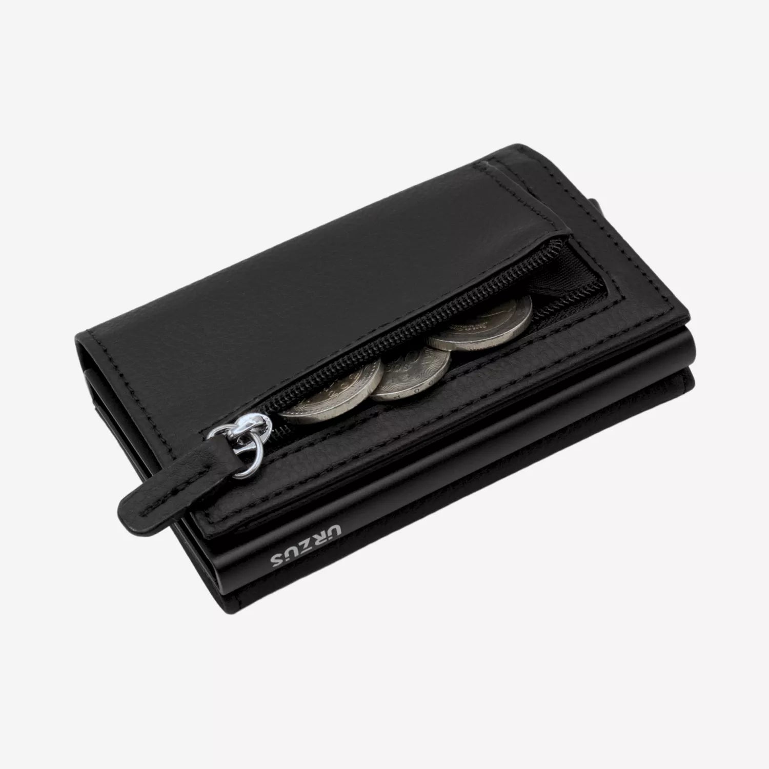 Billetera Anticlonación en cuero Black US203, vista trasera 2 — accesorio compacto y elegante de Urzus