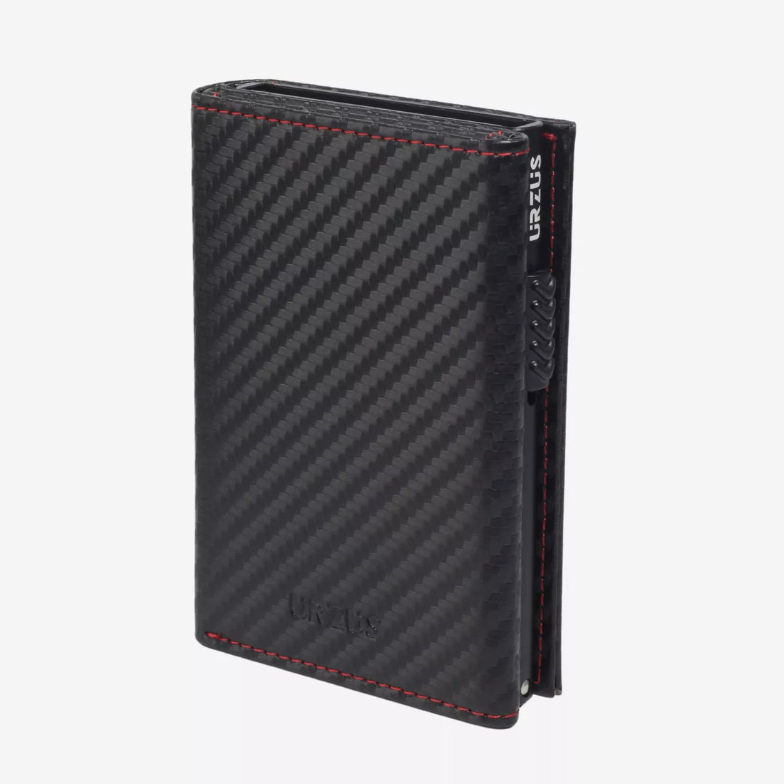 Billetera Anticlonación en cuero Carbon RED LINE US302, vista frontal — accesorio compacto y elegante de Urzus