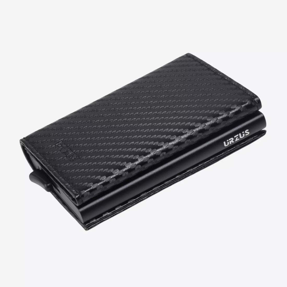 Billetera Anticlonación en cuero Carbon US203, vista frontal — accesorio compacto y elegante de Urzus