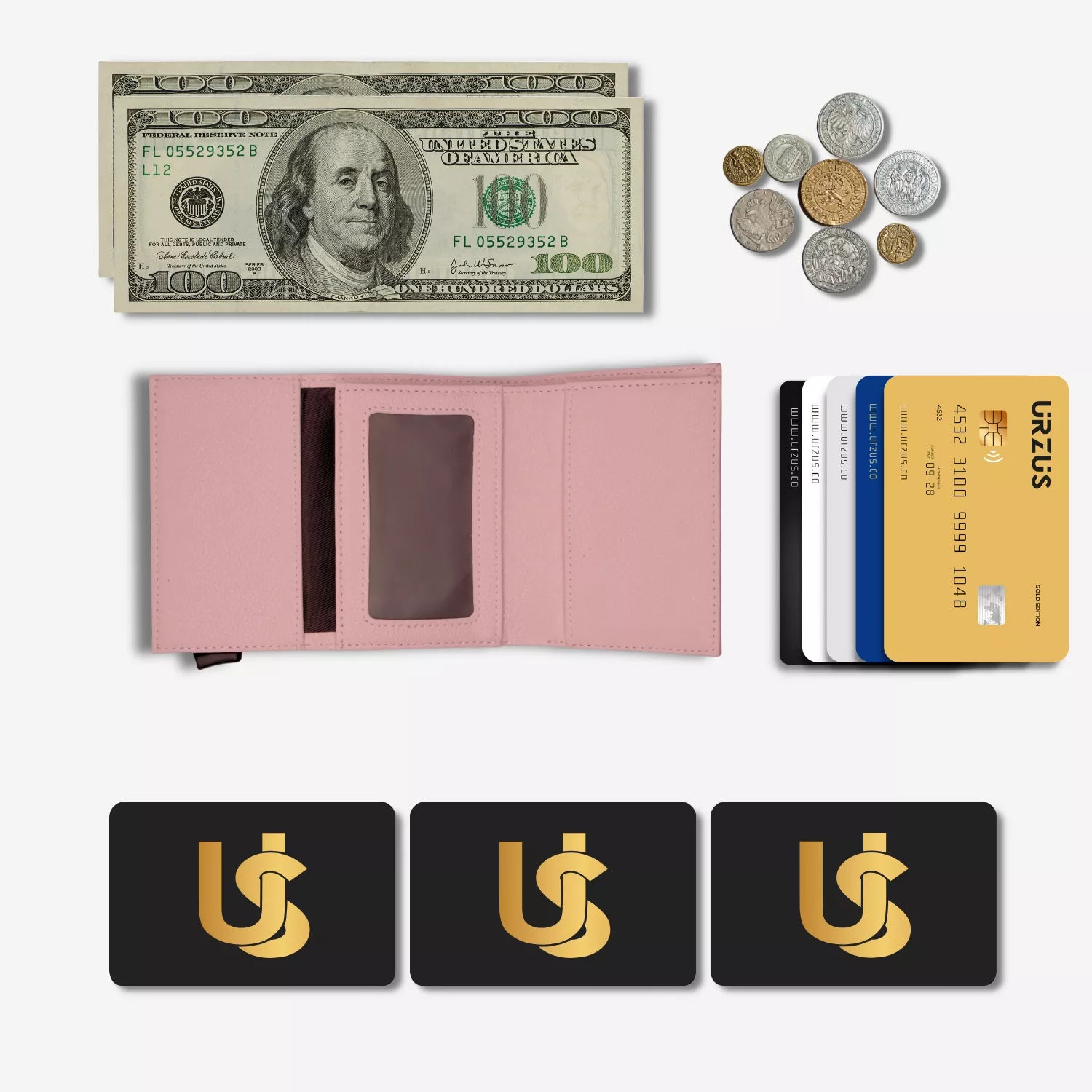 Billetera Anticlonación en cuero Pink US203, vista interior 2 — accesorio compacto y elegante de Urzus