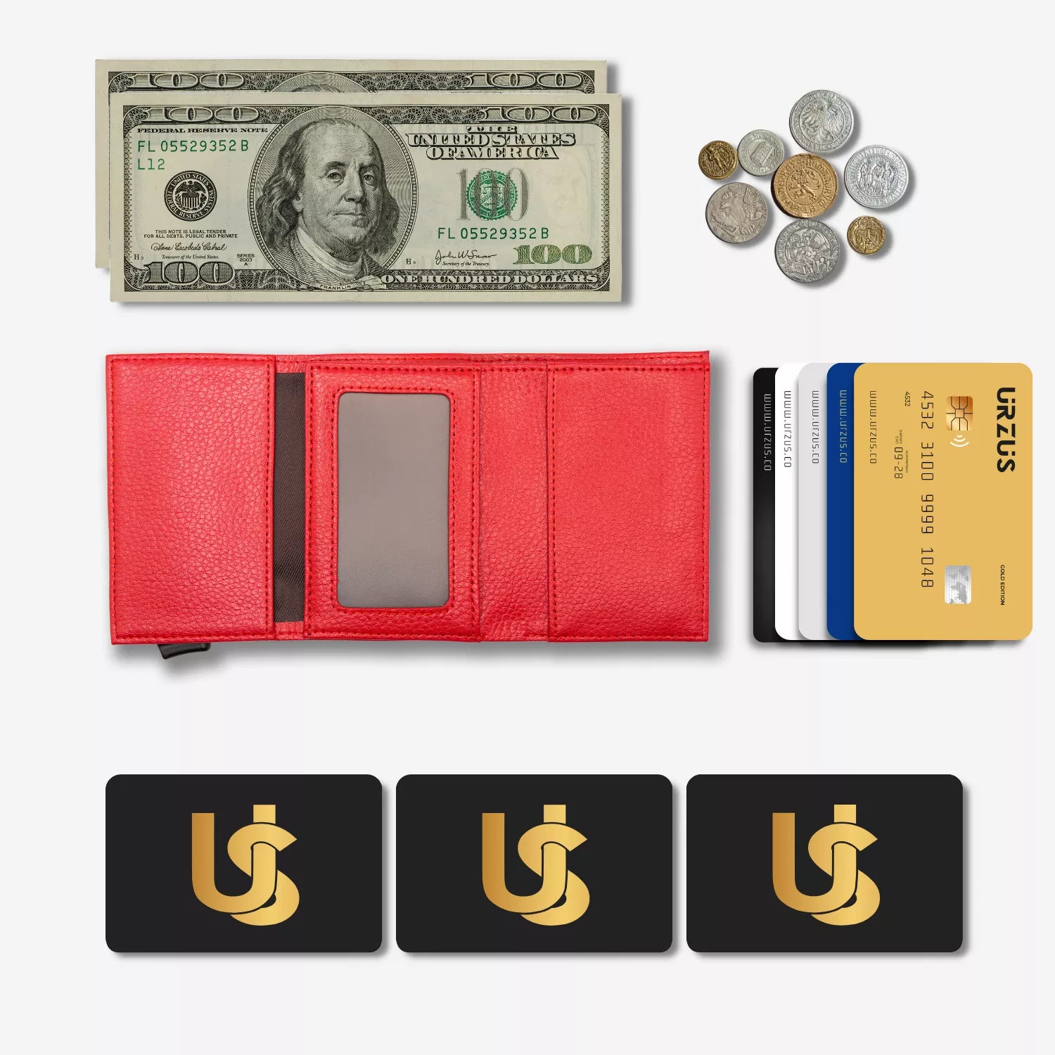 Billetera Anticlonacion en cuero Red US203, vista interior 2 — accesorio compacto y elegante de Urzus