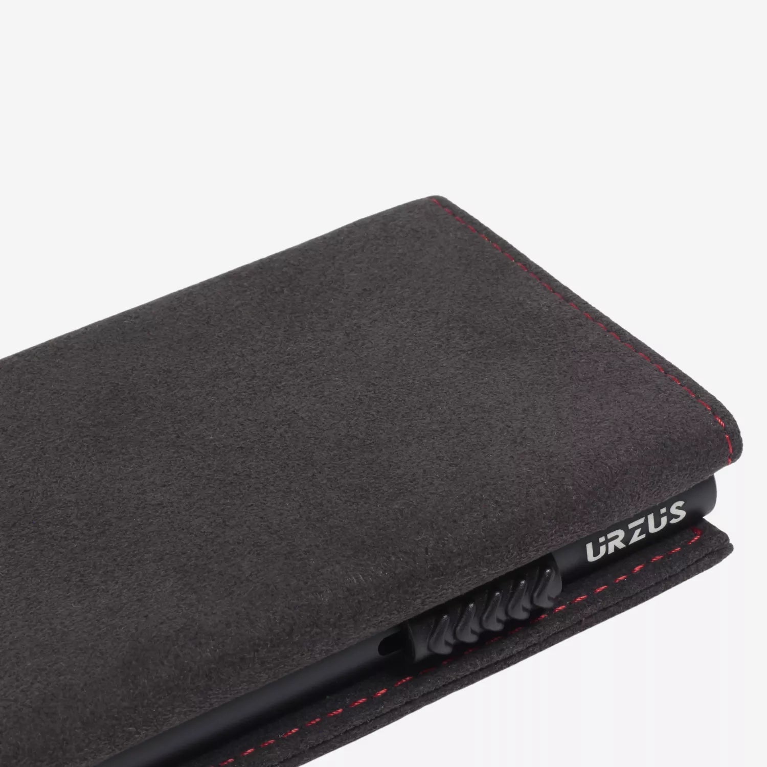 Billetera Anticlonación en gamuza Alcantara US302, vista lateral — accesorio compacto y elegante de Urzus