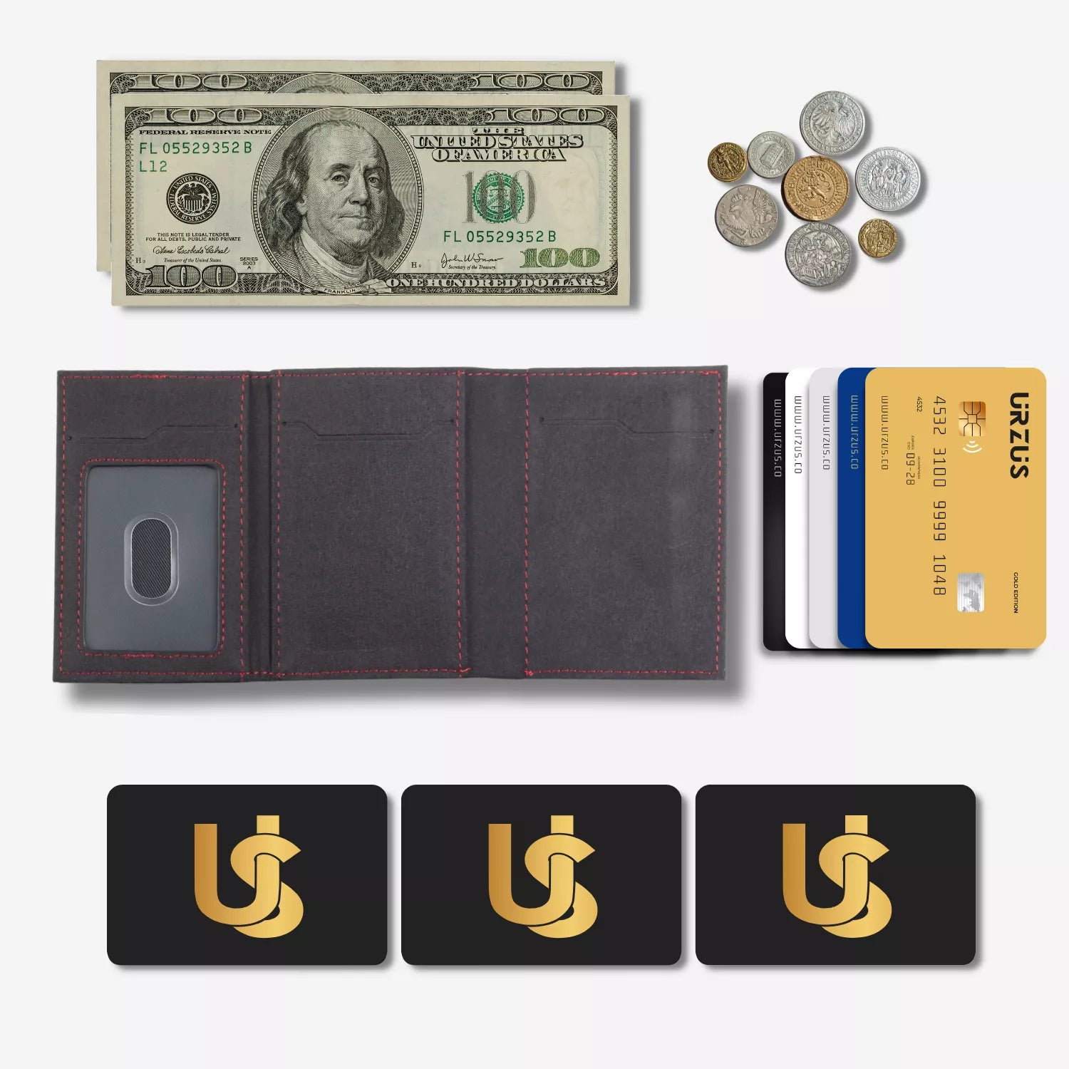 Billetera Anticlonación en gamuza Alcantara US302, vista interior — accesorio compacto y elegante de Urzus