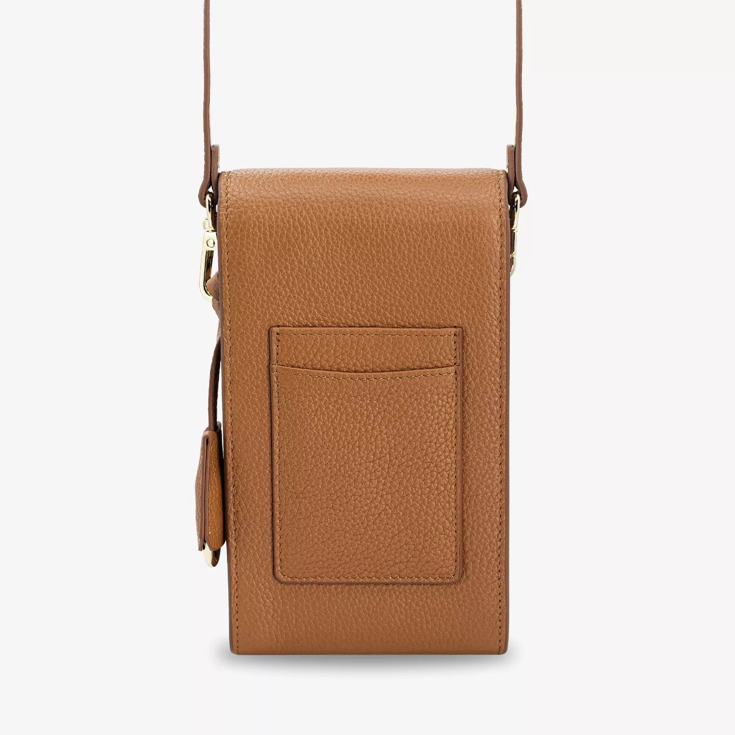 Boreal Bolso Cruzado Compacto en cuero Marrón de Urzus, vista trasera — diseñado para llevar billetera y tarjetero con seguridad.