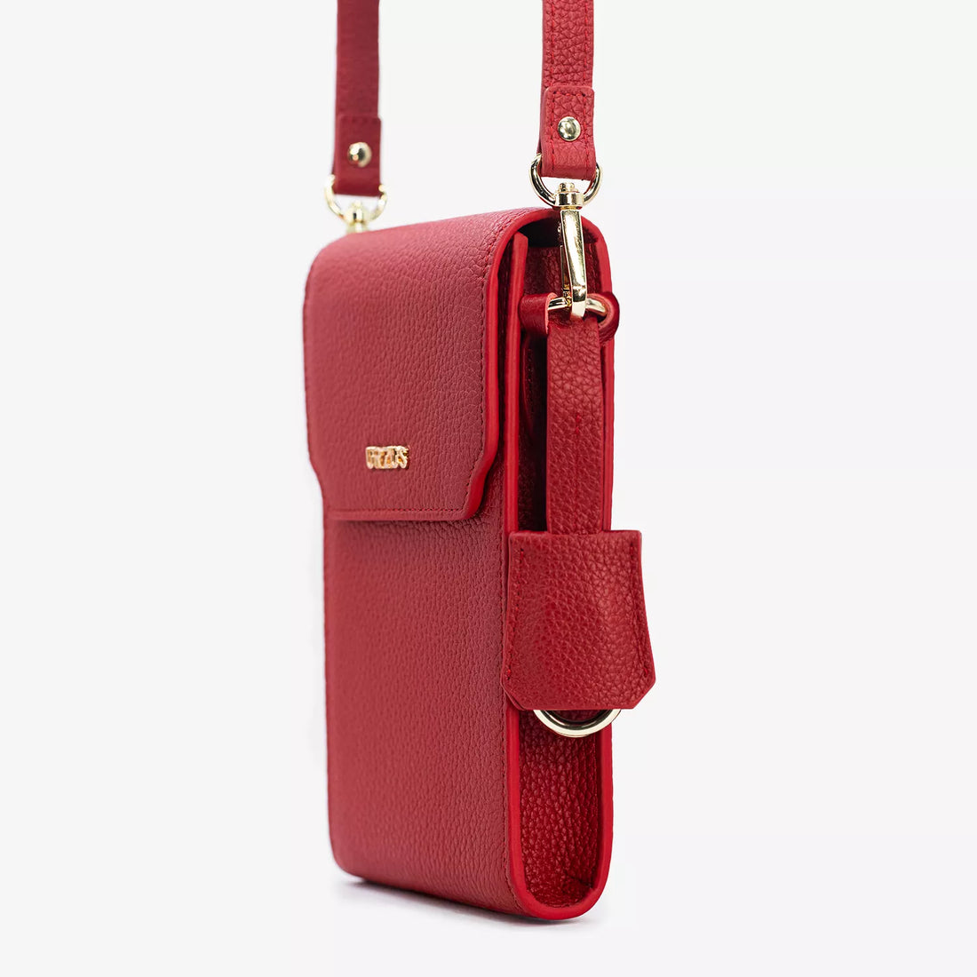 Boreal Bolso Cruzado Compacto en cuero Rojo de Urzus, vista frontal — diseñado para llevar billetera y tarjetero con seguridad.