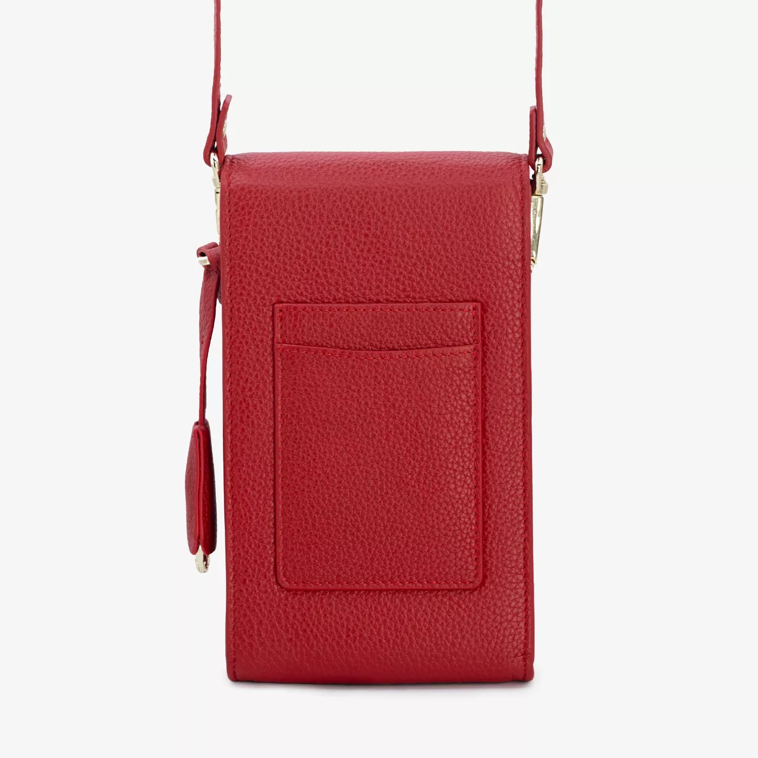 Boreal Bolso Cruzado Compacto en cuero Rojo de Urzus, vista trasera — diseñado para llevar billetera y tarjetero con seguridad.